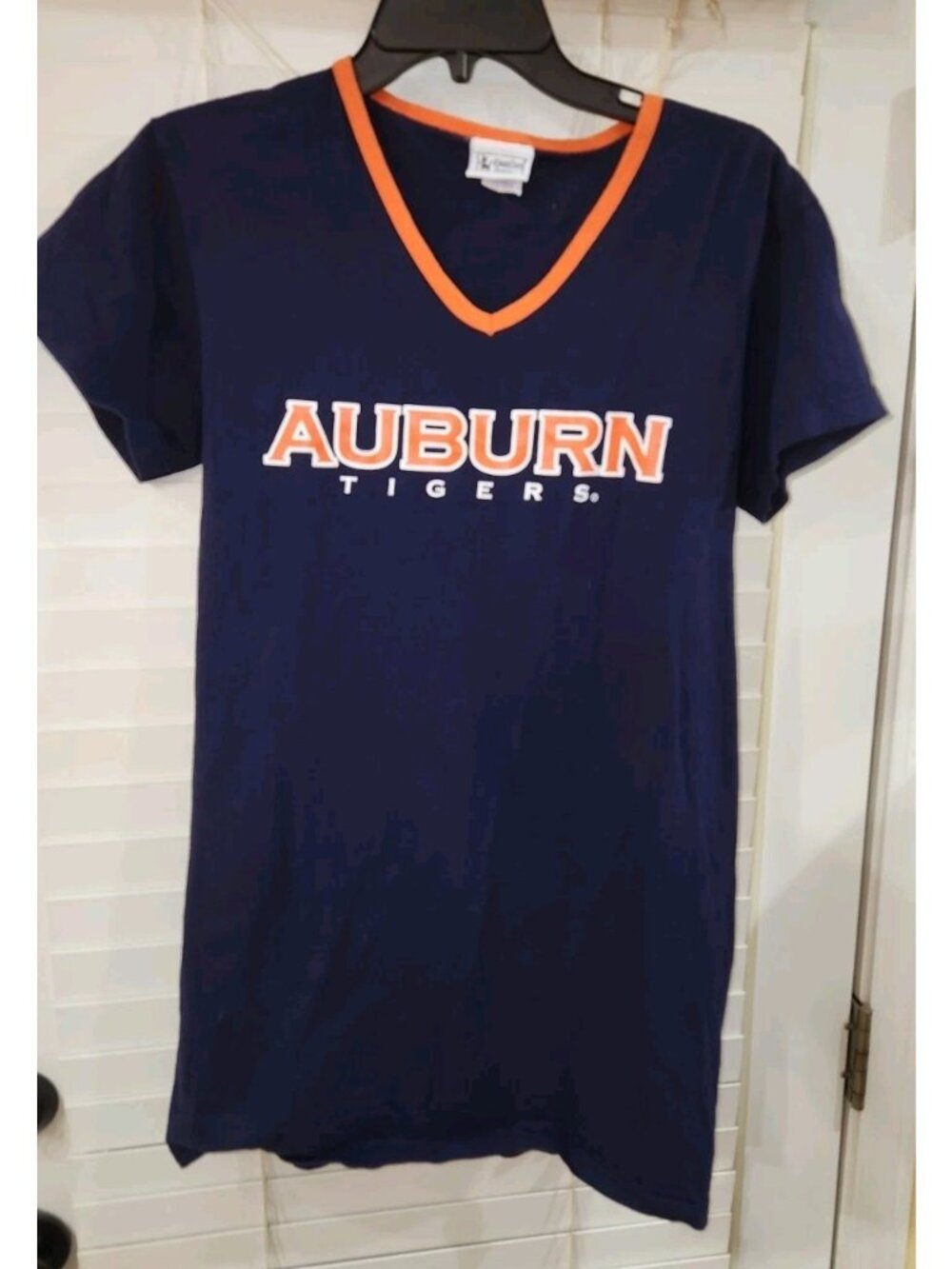 AUBURN TIGERS womens SMALL/MEDIUM blue tee shirt EXTRA LONG